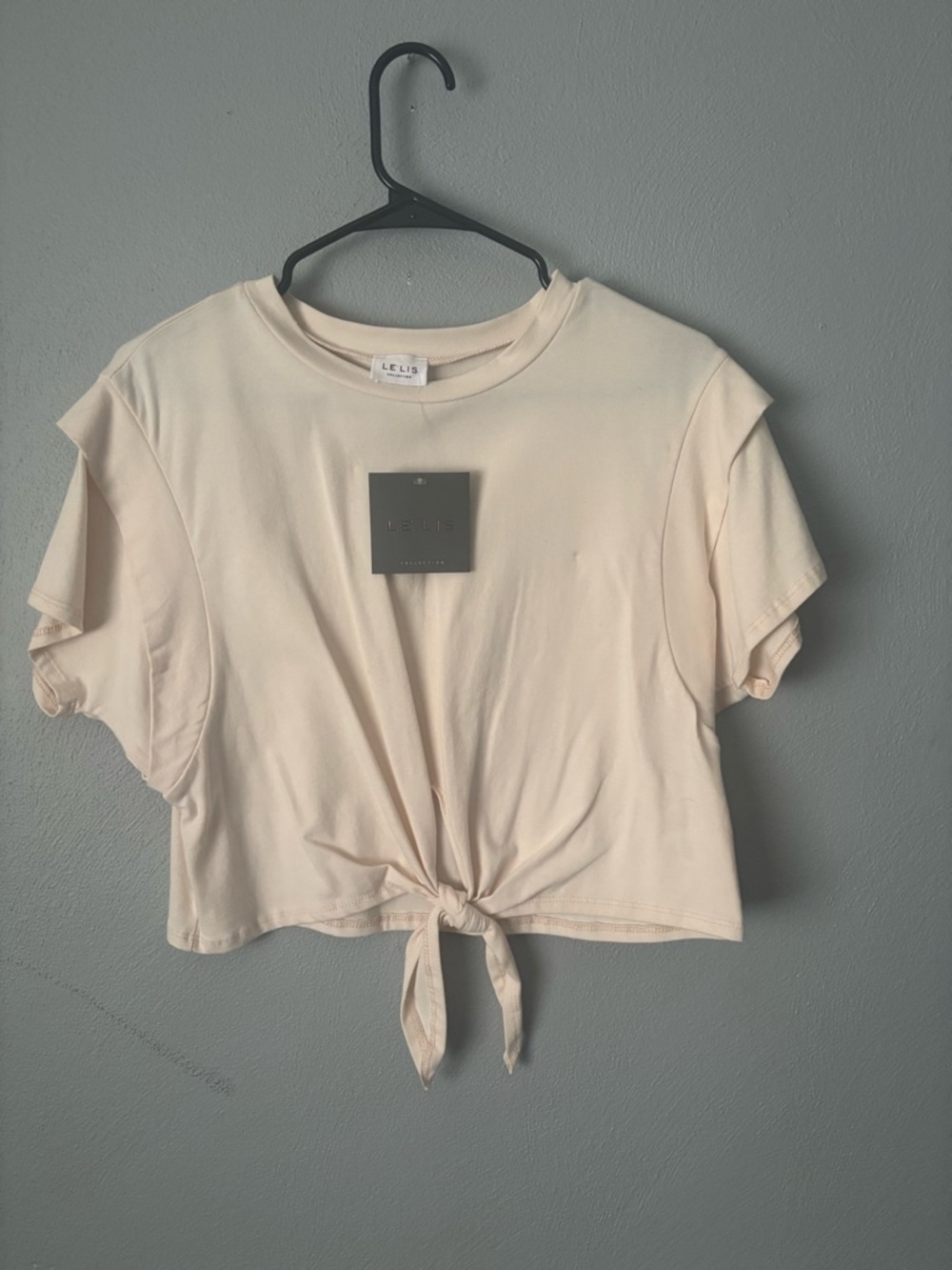 Le Lis Cream Tie-Front Crop Top
